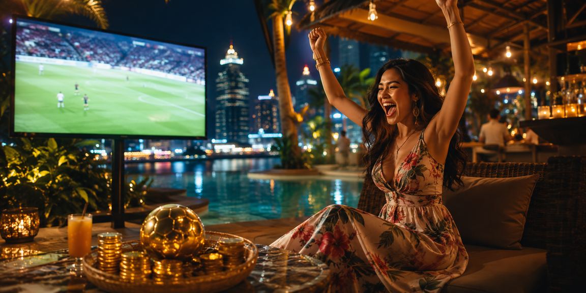 Kerumunan penonton meriah menyaksikan pertandingan sepak bola dalam suasana festival yang penuh semangat